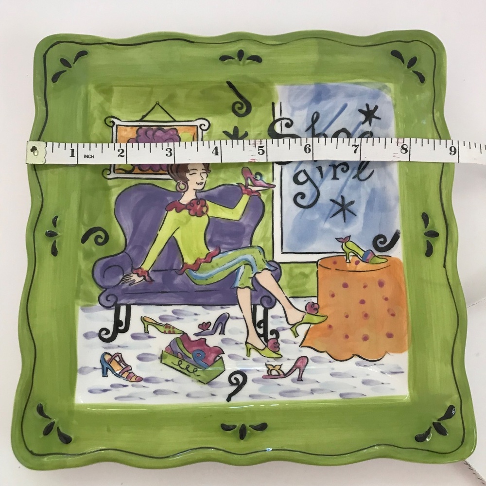 Whimsical “Shoe Girl” Ceramic Plate Jennifer Brinley Certified International - Picture 10 of 14